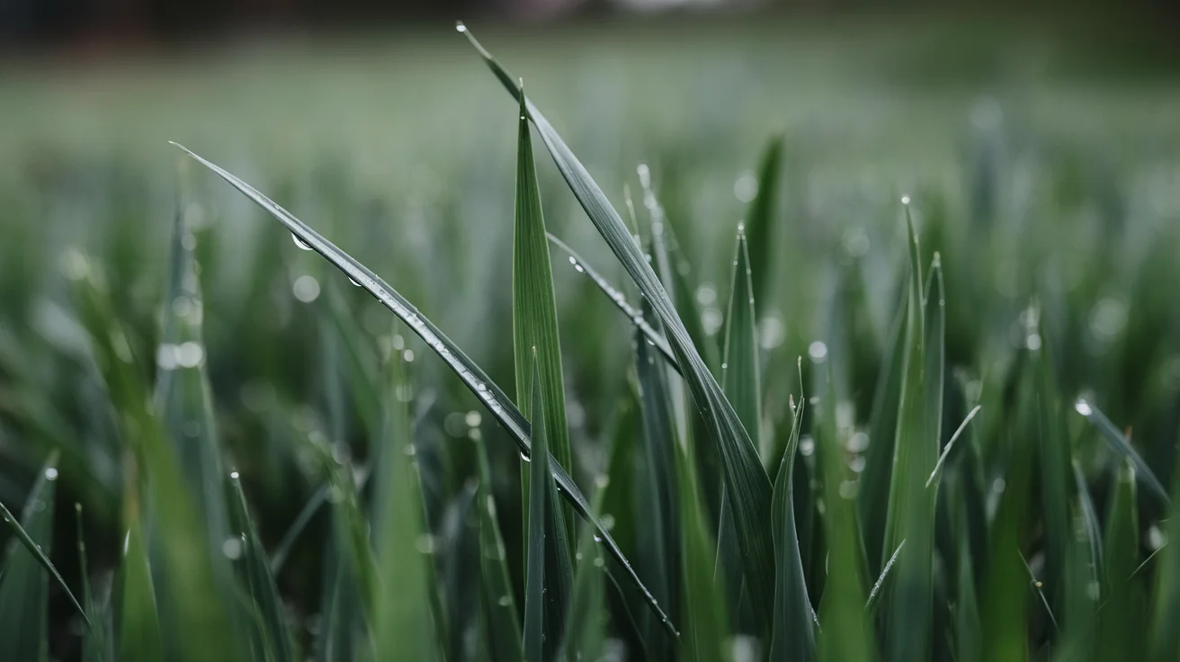 Close-up of Kentucky bluegrass showing boat-shaped leaf tips