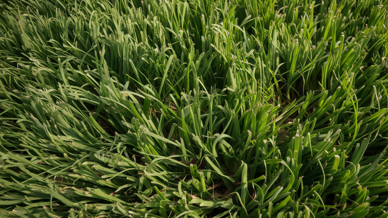 Beautiful perennial ryegrass lawn, fine-textured dark green blades, sports field quality
