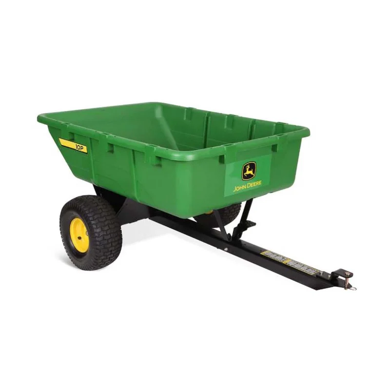 John Deere 10P poly utility cart with green deck and yellow trim